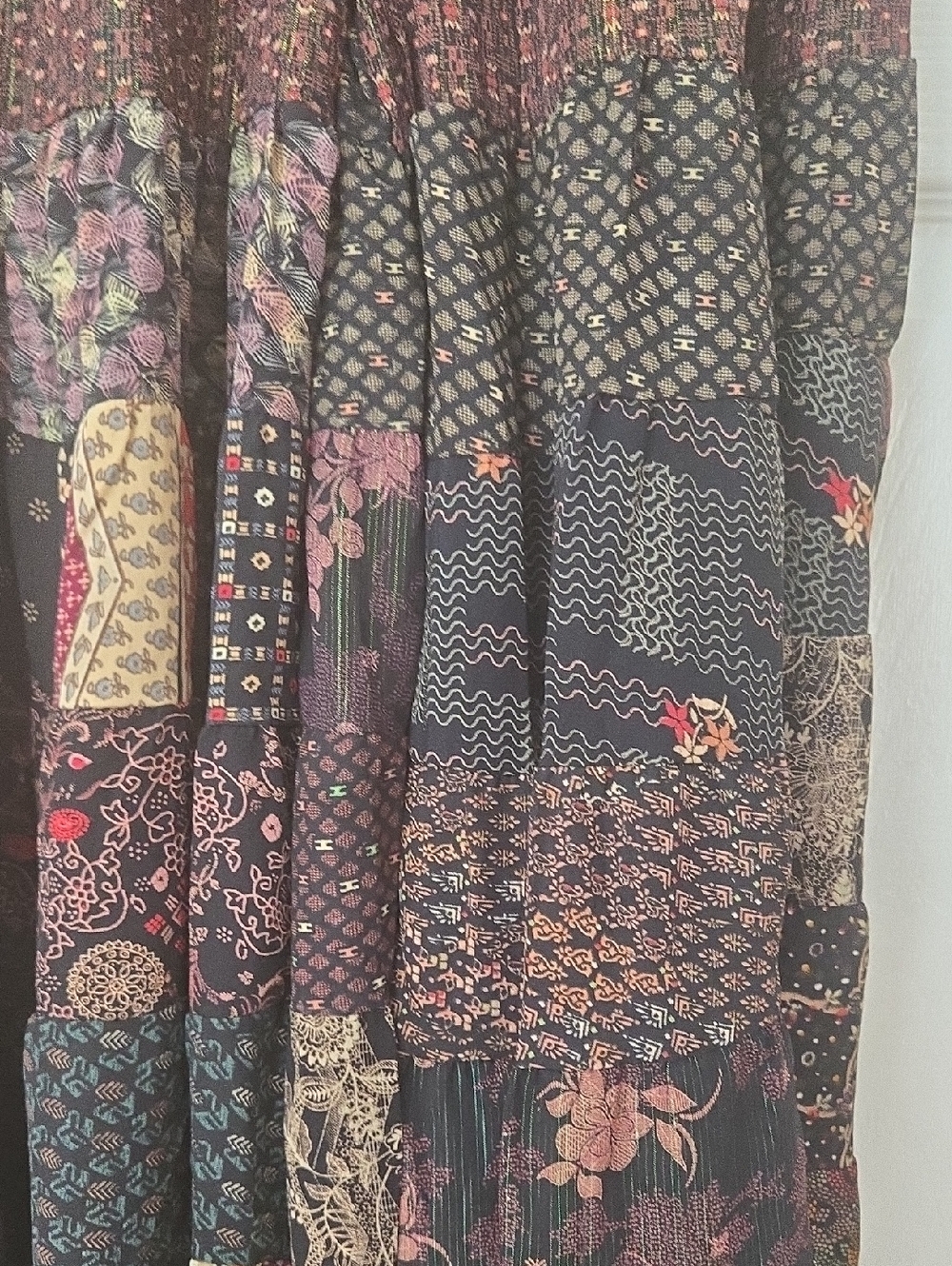 Bohemian Patchwork Maxi Bell Bottom Pants. Multi Colored - Picture 7 of 7